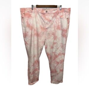 SOFT SURROUNDINGS Watermelon Sorbet Pink Tie Dye Skinny Ankle Jeans 22W EUC